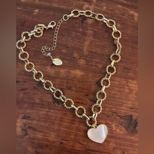 Gold Chain Necklace with Heart Pendant